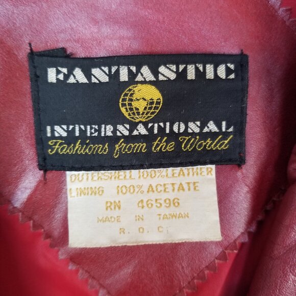 Men's VTG 70s Fight Club / Tyler Durden Style Red Leather Jacket Sz 42 1970s - Picture 6 of 14